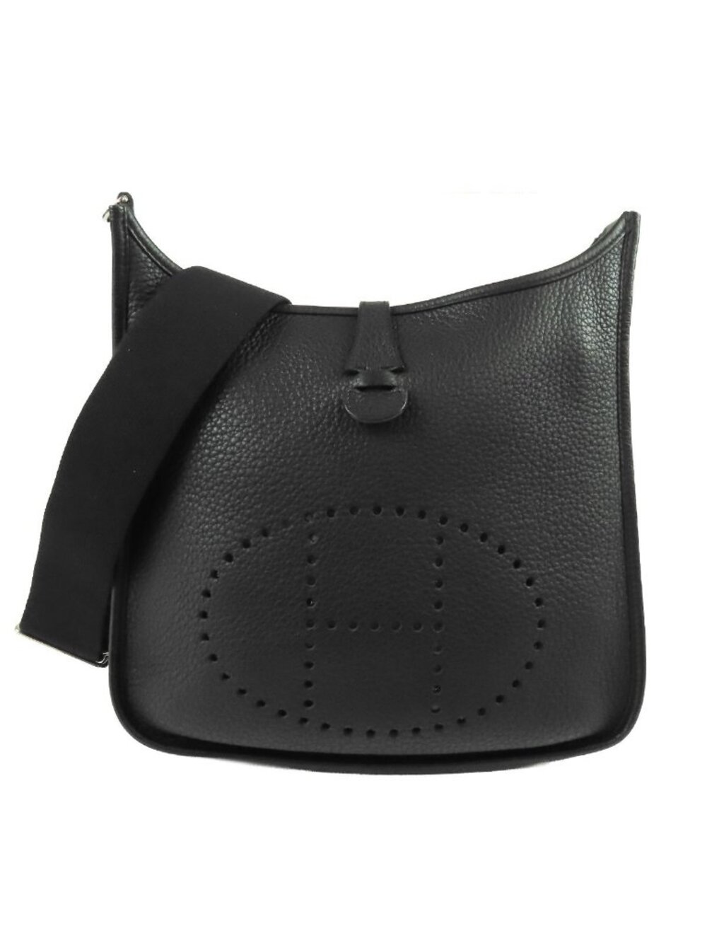 Hermes Evelyne 3 PM Black Silver Taurillon Shoulder Bag